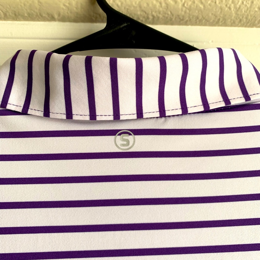Stitch Golf purple stripe polo EUC $125 retail!